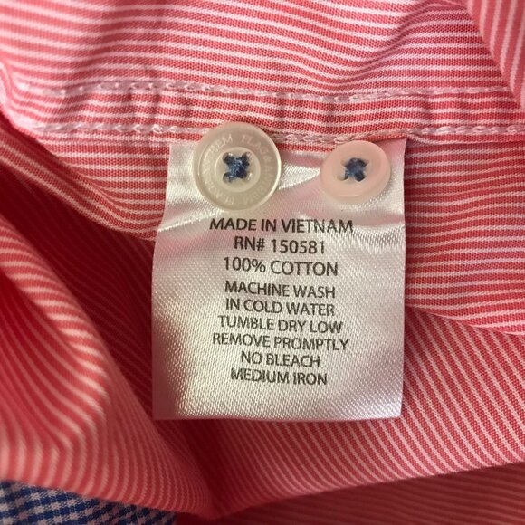 FLAG & ANTHEM - MEN'S LARGE - PINK LONG SLEEVE COLLARED BUTTON COTTON SHIRT - Picture 6 of 7